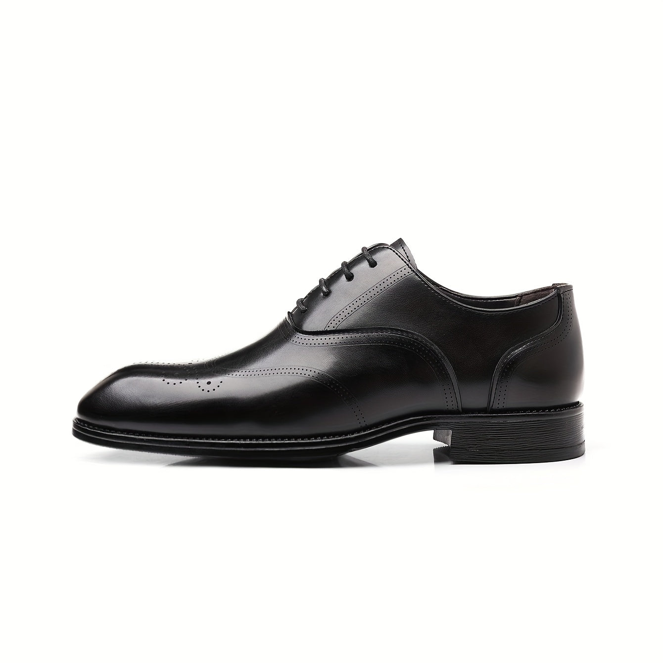 MIOEERT Men'S Classic Wingtip Dress Shoes - Faux Lace-Up Business Casual Wedding Shoes with Rubber Sole, Brown Striped Design for Office, Party & Daily Wear, Dressy Shoes, Party Footwear, Sophisticated Shoe Style, Quality Lac