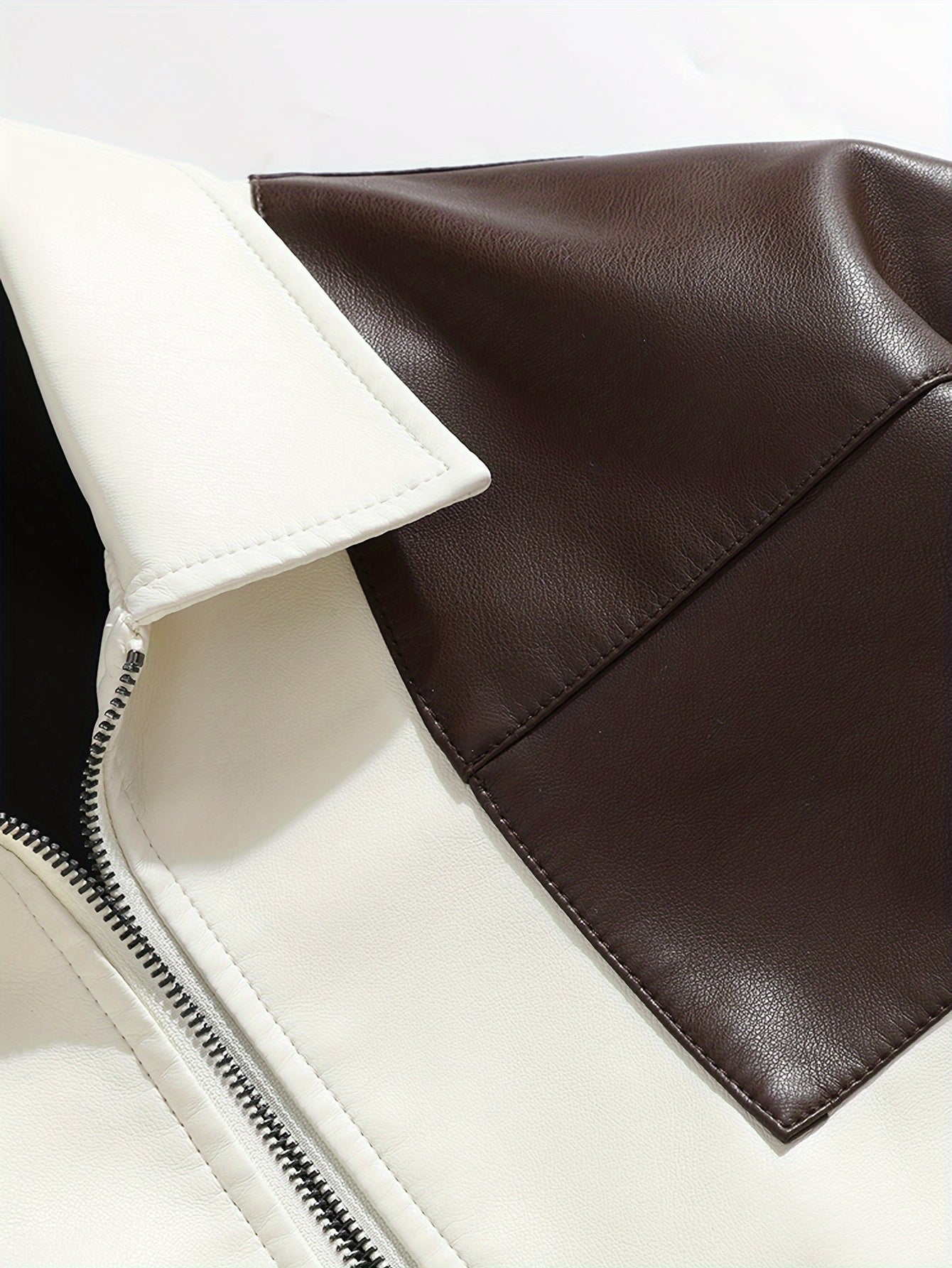 Men's Casual Color-Block Faux Leather Jacket