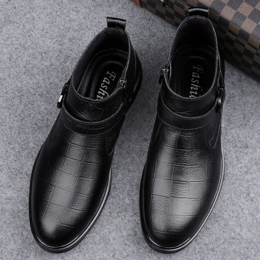 Men's Genuine Leather Casual Shoes,High-quality Thick-soled Boots