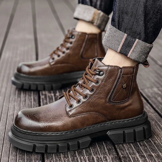 Lace-Up High Chelsea Men's Boots Suede