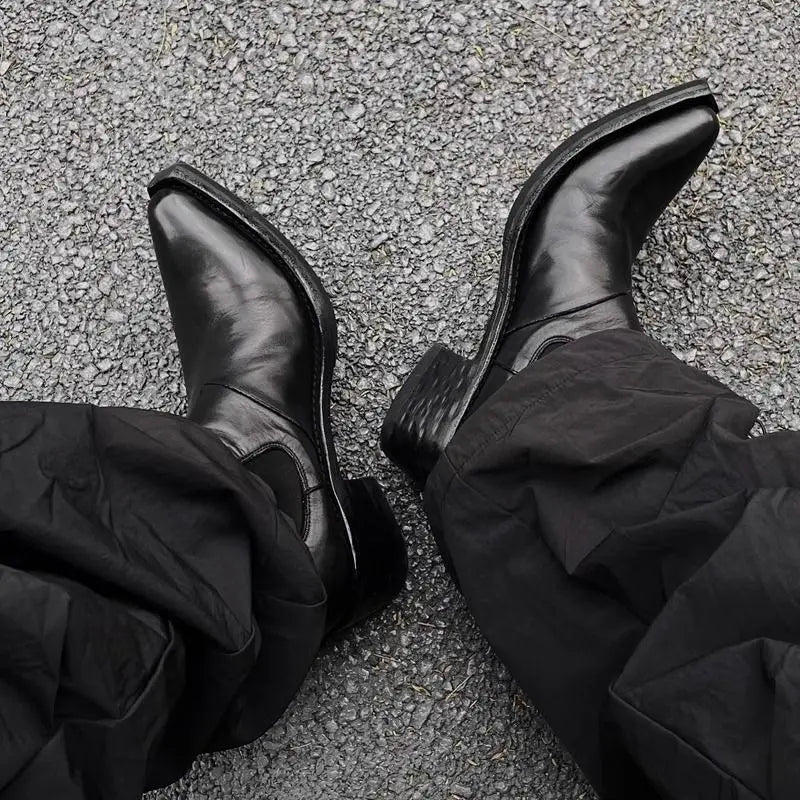 High-top Men's heightened thick-soled pointed-toed Chelsea British casual trendy high-heeled wizard boots