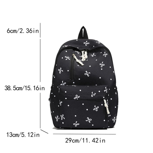 Bow Print Straps Large Capacity Backpack for Daily Use