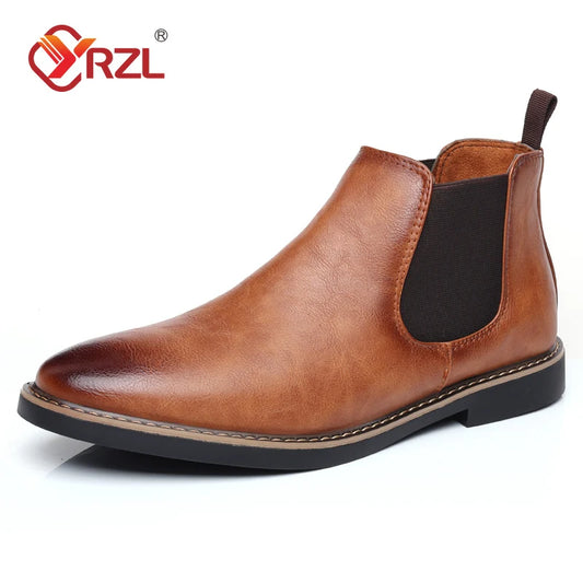 Men Chelsea Boots Brand Retro Comfortable PU Leather Ankle Boots