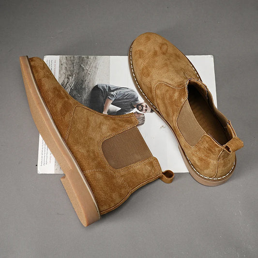 Men Suede Leather Vintage Ankle Boots