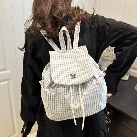 New Plaid Drawstring Backpack