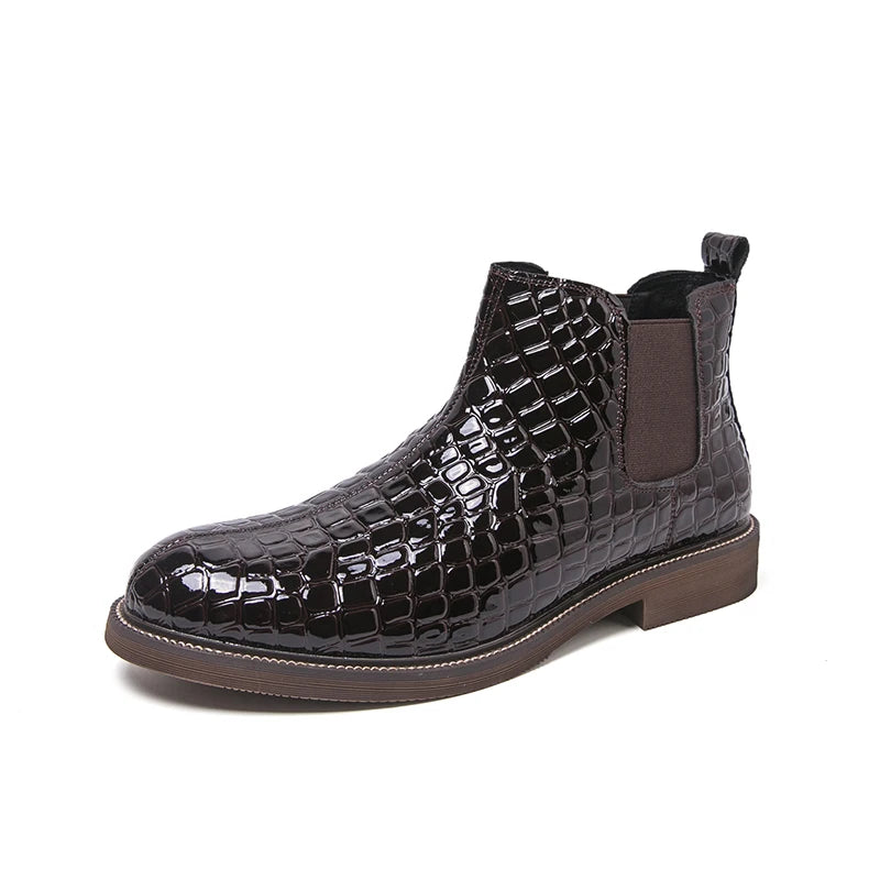 British Style Men's High Top Chelsea Casual Leather Boots