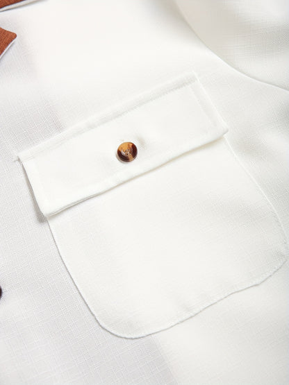 Men's Casual Double-Breasted Long Sleeve Shirt & Pants Set