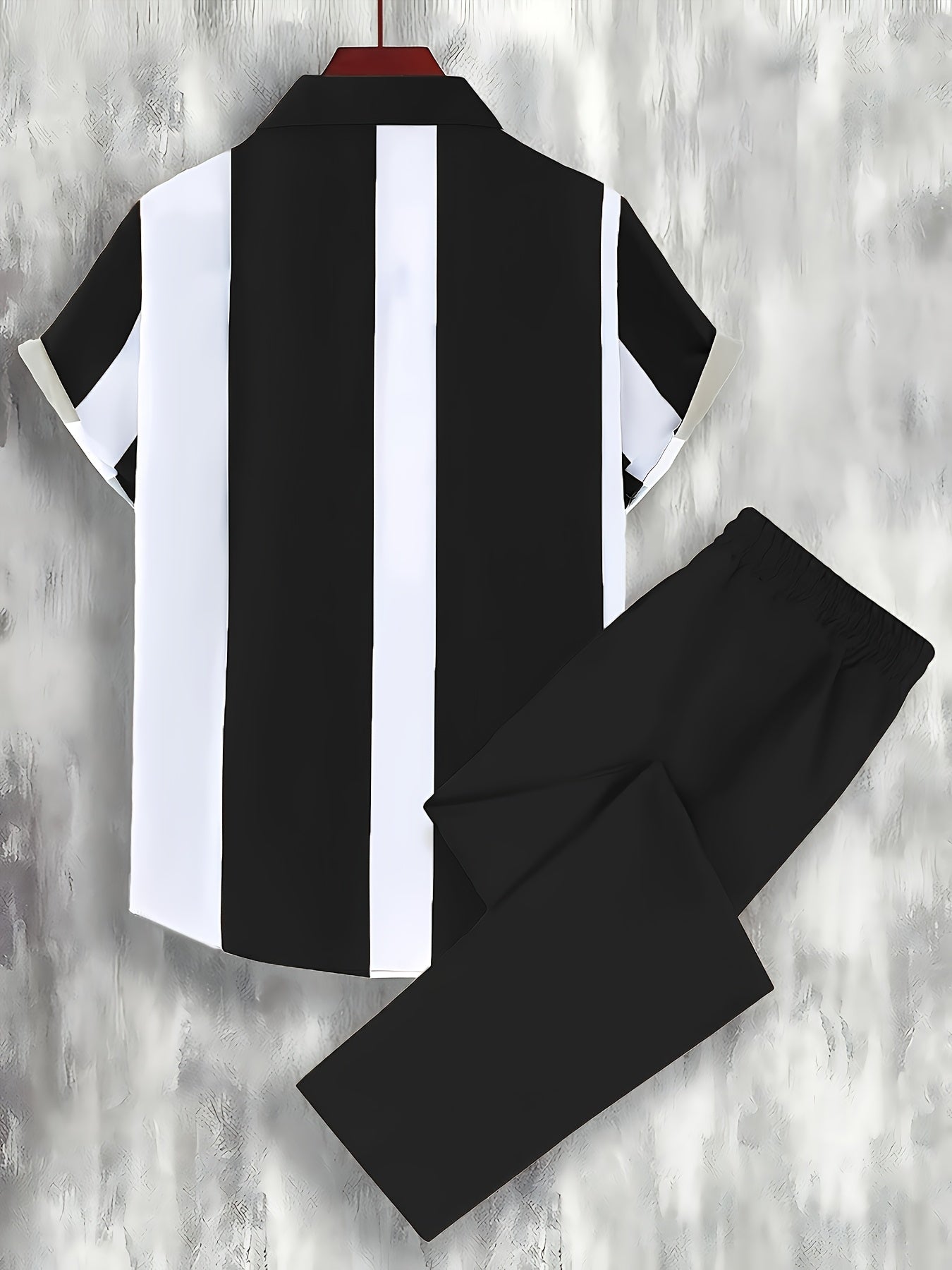 Digital Print Men's Casual Sport Shirt and Pants Set