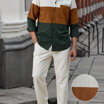 Men's Casual Striped Long Sleeve Shirt & Pants Set