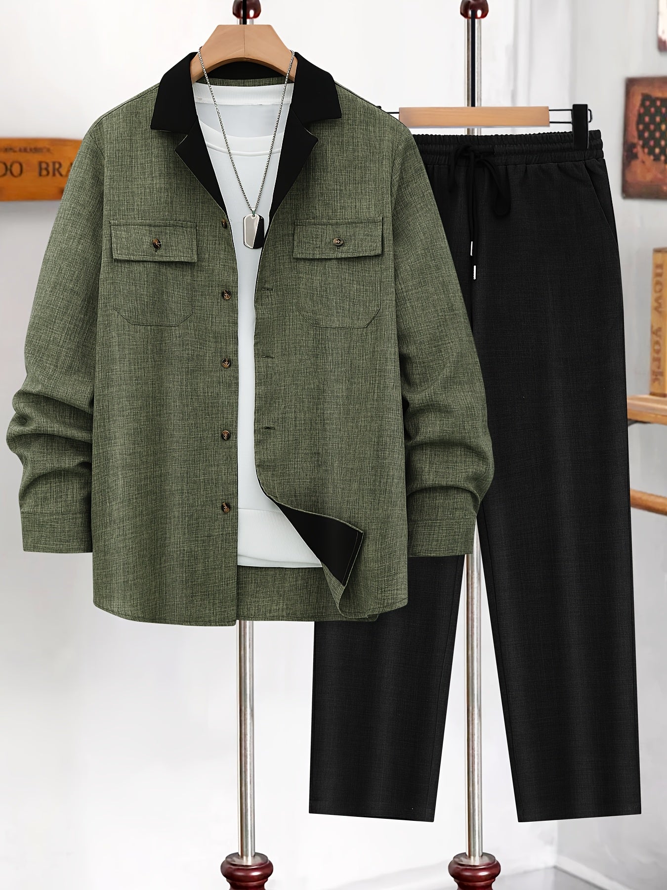 Men's Casual Long Sleeve Suit - Made of Polyester, Machine Washable