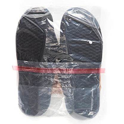 VeraCosy Men's Two-Tone Memory Foam House Slippers Indoor Outdoor Durable Rubber Sole (Dark Gray/Blue, 11-12 US)