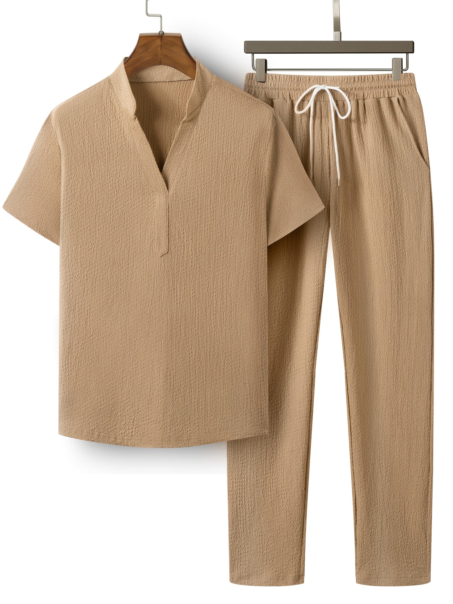 Men's V-Neck Casual T-Shirt and Pants Set