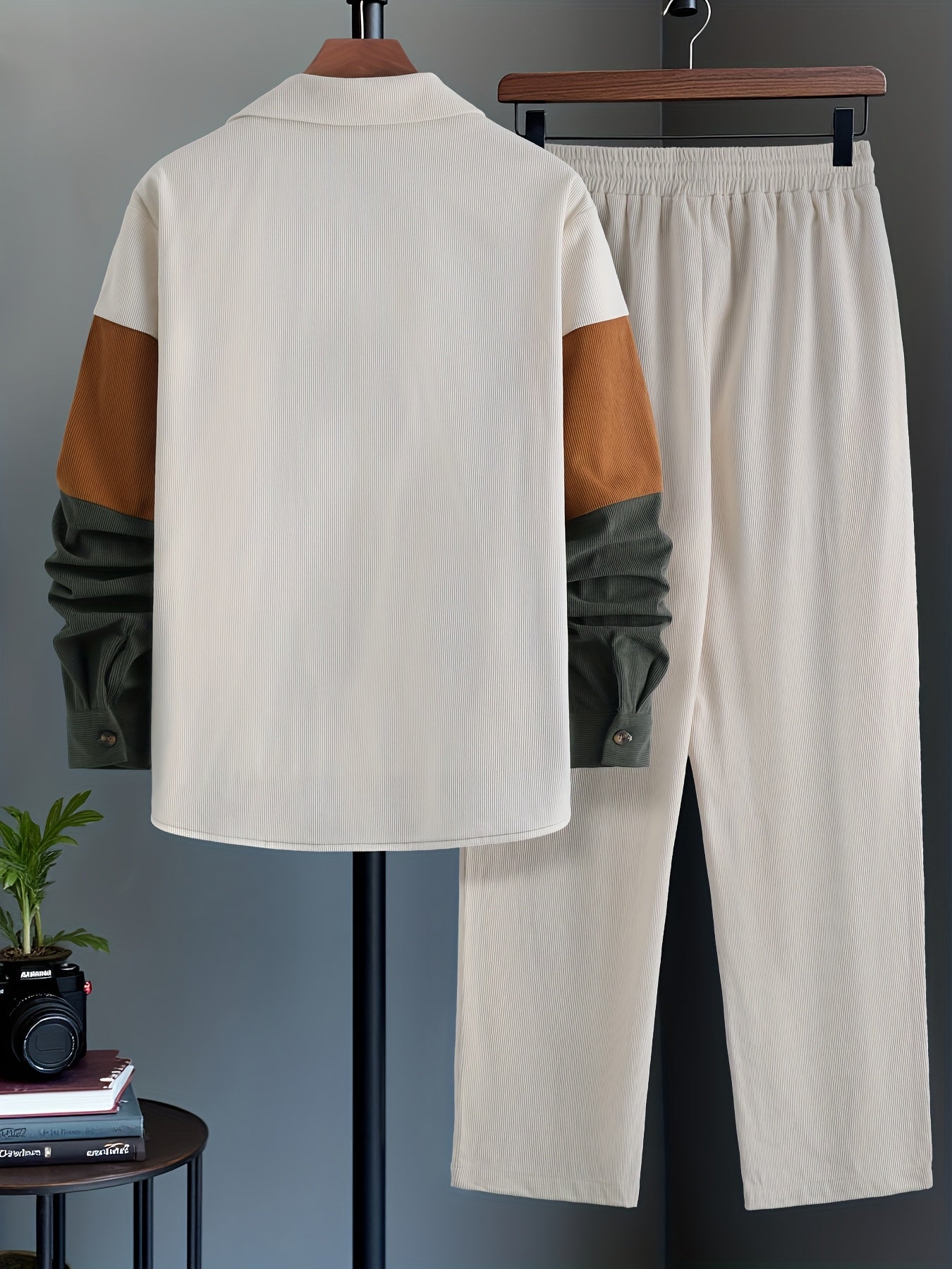 Men's Casual Striped Long Sleeve Shirt & Pants Set