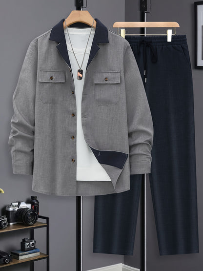 Men's Casual Long Sleeve Suit - Made of Polyester, Machine Washable