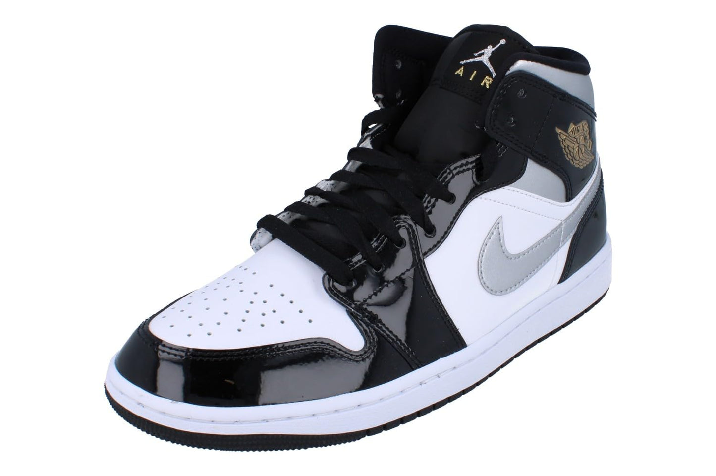 Air Jordan 1 Mid SE Men's Shoes (HV0789-010, Black/White/Metallic Gold/Metallic Silver) Size 11