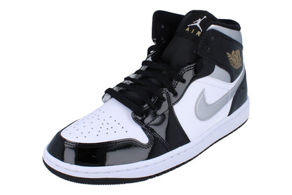 Air Jordan 1 Mid SE Men's Shoes (HV0789-010, Black/White/Metallic Gold/Metallic Silver) Size 11