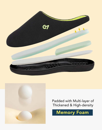 VeraCosy Men's Two-Tone Memory Foam House Slippers Indoor Outdoor Durable Rubber Sole (Dark Gray/Blue, 11-12 US)