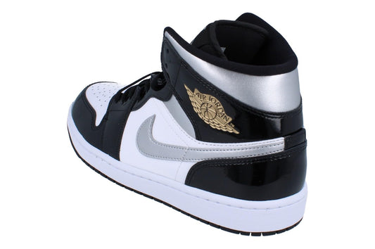 Air Jordan 1 Mid SE Men's Shoes (HV0789-010, Black/White/Metallic Gold/Metallic Silver) Size 11