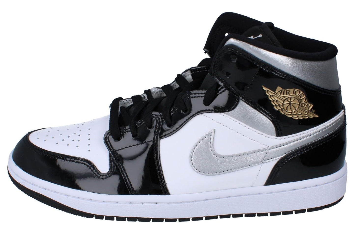 Air Jordan 1 Mid SE Men's Shoes (HV0789-010, Black/White/Metallic Gold/Metallic Silver) Size 11