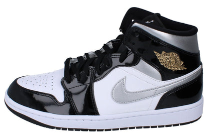 Air Jordan 1 Mid SE Men's Shoes (HV0789-010, Black/White/Metallic Gold/Metallic Silver) Size 11