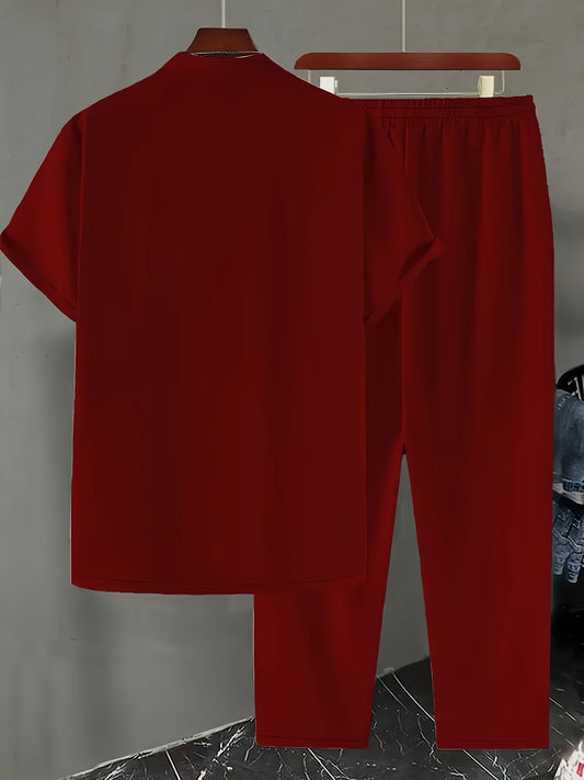 Men's Fashion Casual Suit Jacket and Pants Two-Piece Set