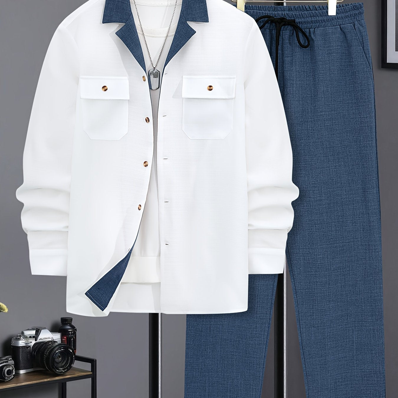 Men's Casual Long Sleeve Suit - Made of Polyester, Machine Washable