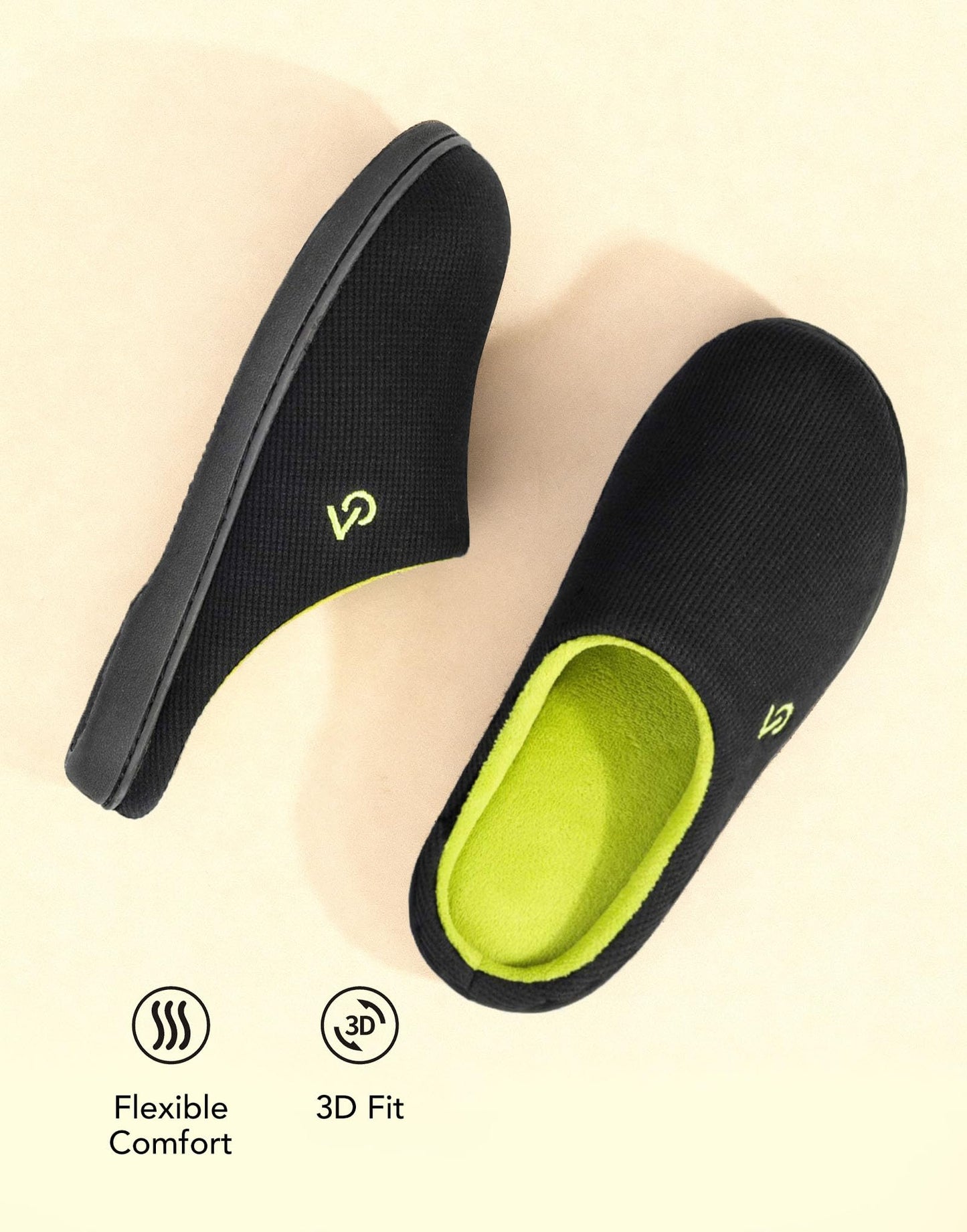 VeraCosy Men's Two-Tone Memory Foam House Slippers Indoor Outdoor Durable Rubber Sole (Dark Gray/Blue, 11-12 US)