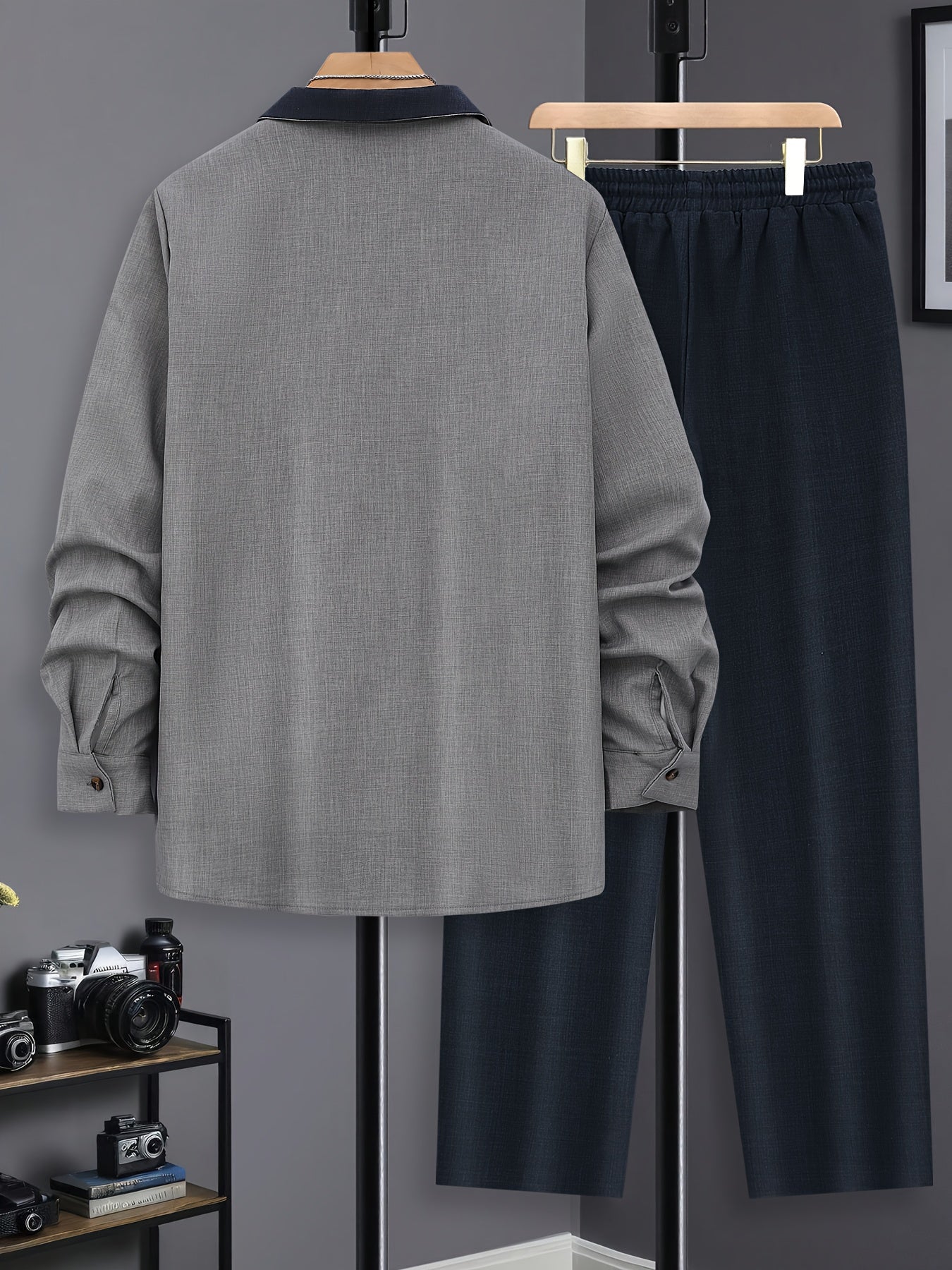 Men's Casual Long Sleeve Suit - Made of Polyester, Machine Washable