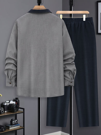 Men's Casual Long Sleeve Suit - Made of Polyester, Machine Washable