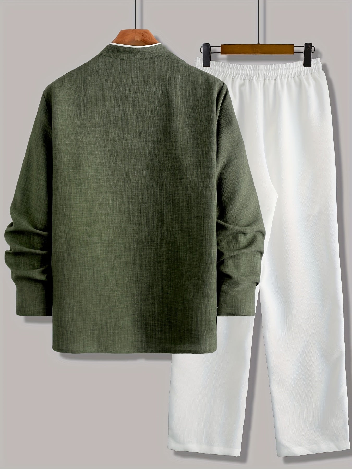 Men's Button-Up Long Sleeve Shirt & Pants Set