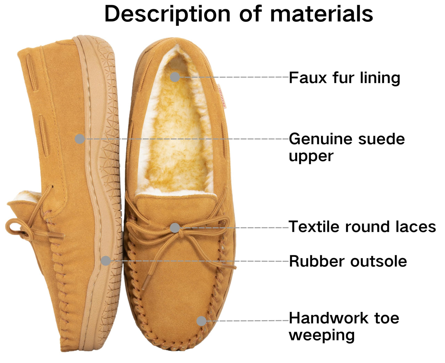 PEDOQU Men’s moccasin slippers with tie cow suede memory foam slip on warm house shoes, Indoor & outdoor breathable loafer slipper for men