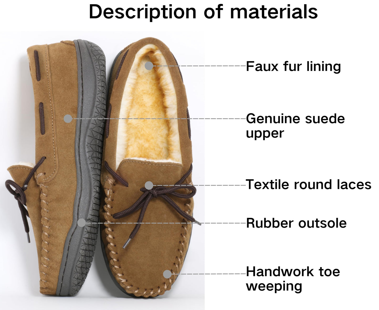 PEDOQU Men’s moccasin slippers with tie cow suede memory foam slip on warm house shoes, Indoor & outdoor breathable loafer slipper for men