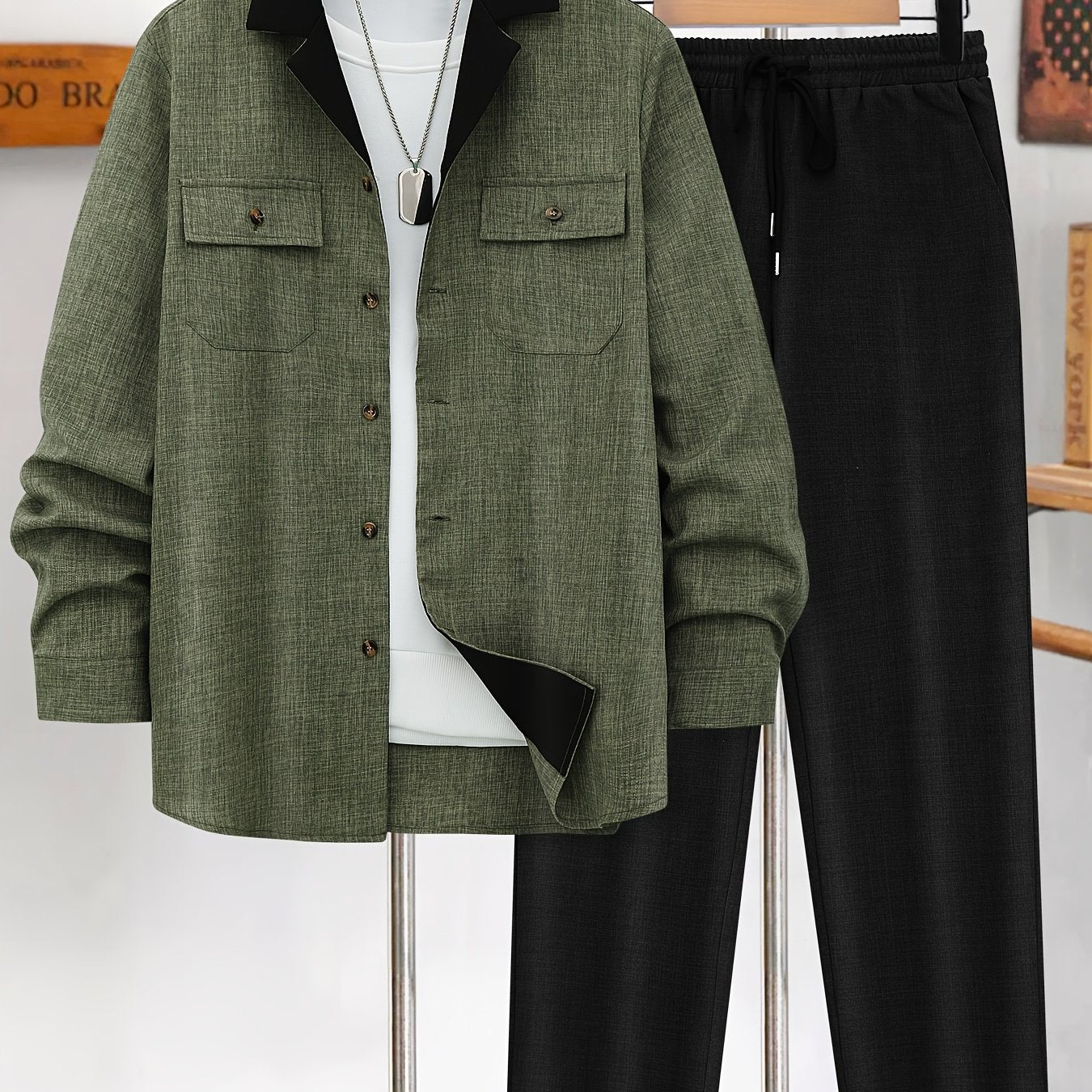 Men's Casual Long Sleeve Suit - Made of Polyester, Machine Washable