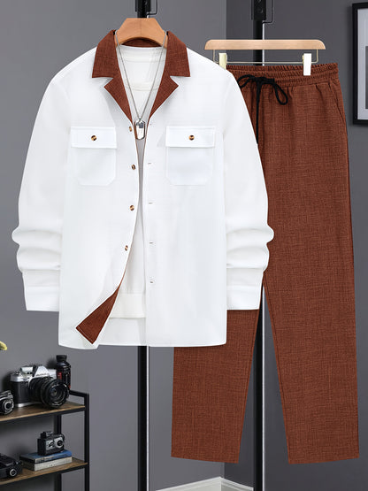 Men's Casual Long Sleeve Suit - Made of Polyester, Machine Washable