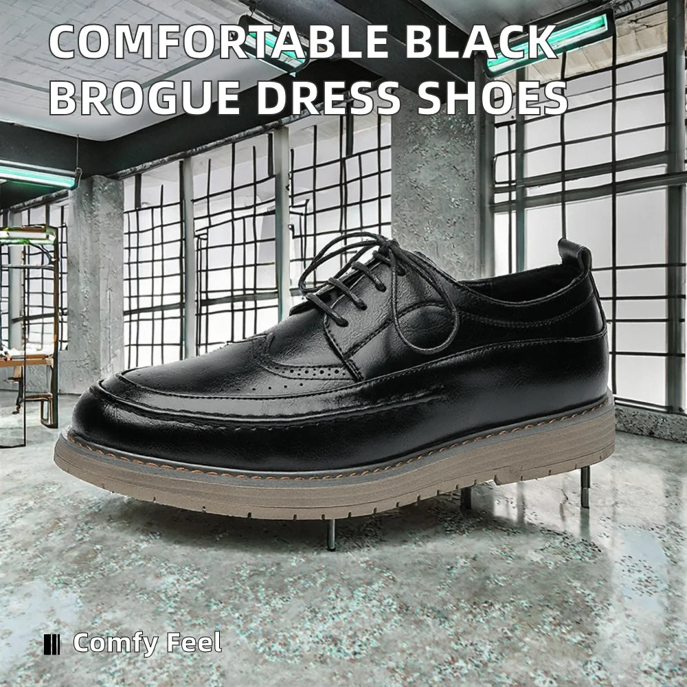 Men's Microfiber Leather Dress Shoes Brogue Design