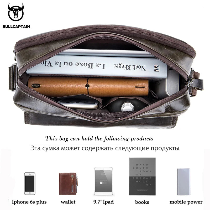 BULLCAPTAIN Genuine Leather Men's Crossbody Bag Large Capacity Casual Multifunctional Handbag A Fashion Business Briefcase