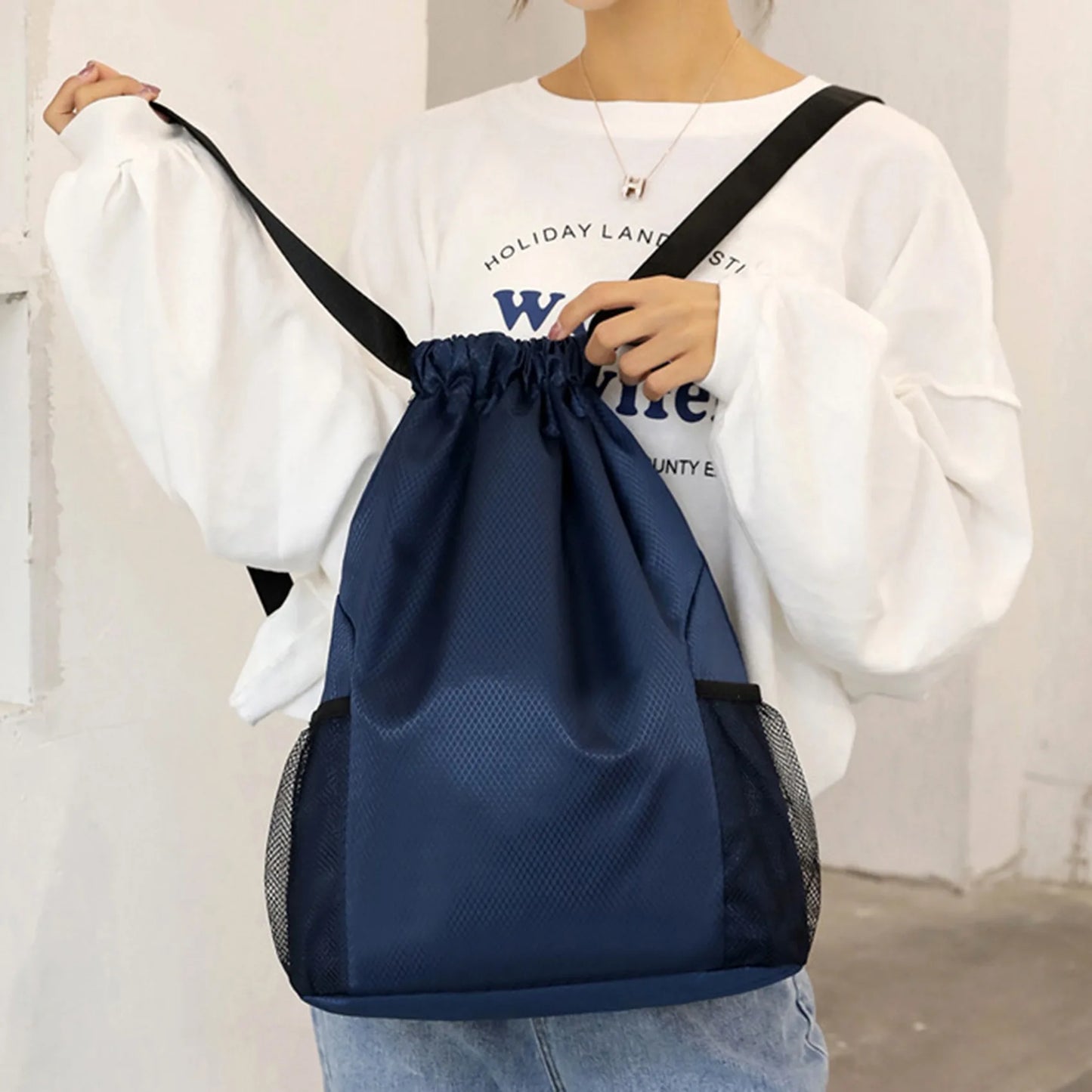 Men/Women Drawstring Pocket Backpack