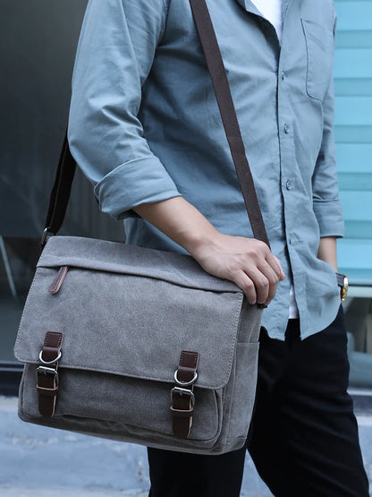 Vintage Bag Canvas Laptop Shoulder Bag Messenger Bag Men Casual Crossbody Bags School Bookbag