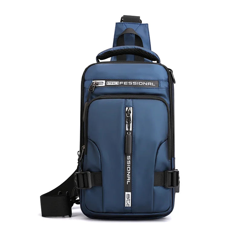 Men's Chest Bag Multifunction Travel Small Backpack Man Crossbody Bags with USB Port Men Shoulder Bag Fashion Chest Pack