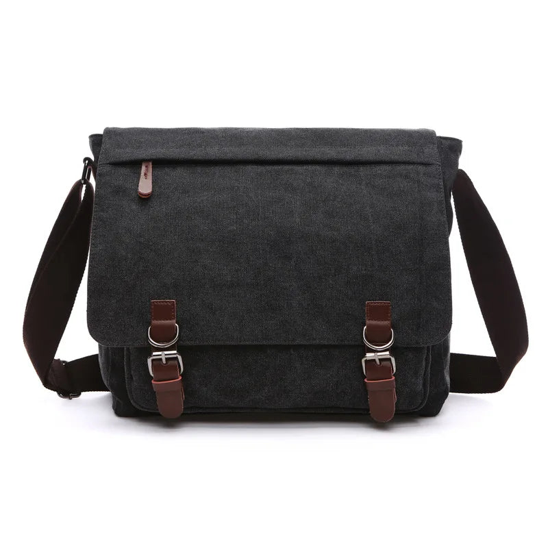 Vintage Bag Canvas Laptop Shoulder Bag Messenger Bag Men Casual Crossbody Bags School Bookbag