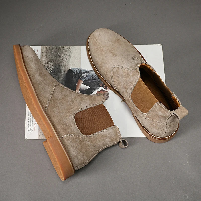 Men Suede Leather Vintage Ankle Boots