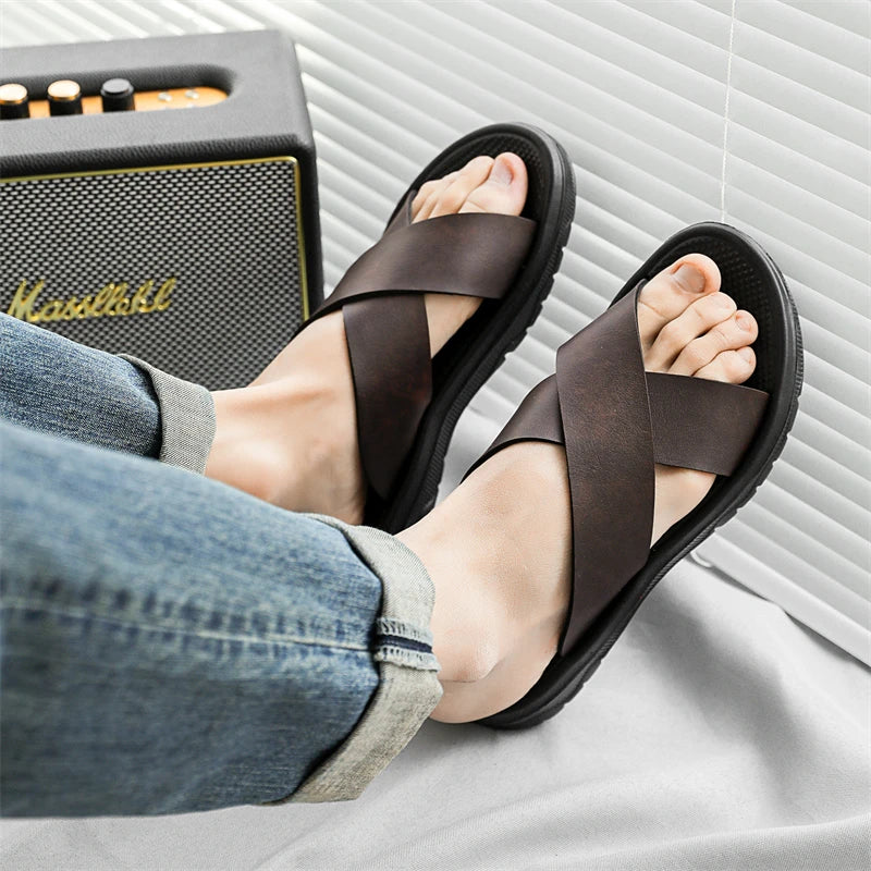 Men´s Leather Slippers with Soft Sole