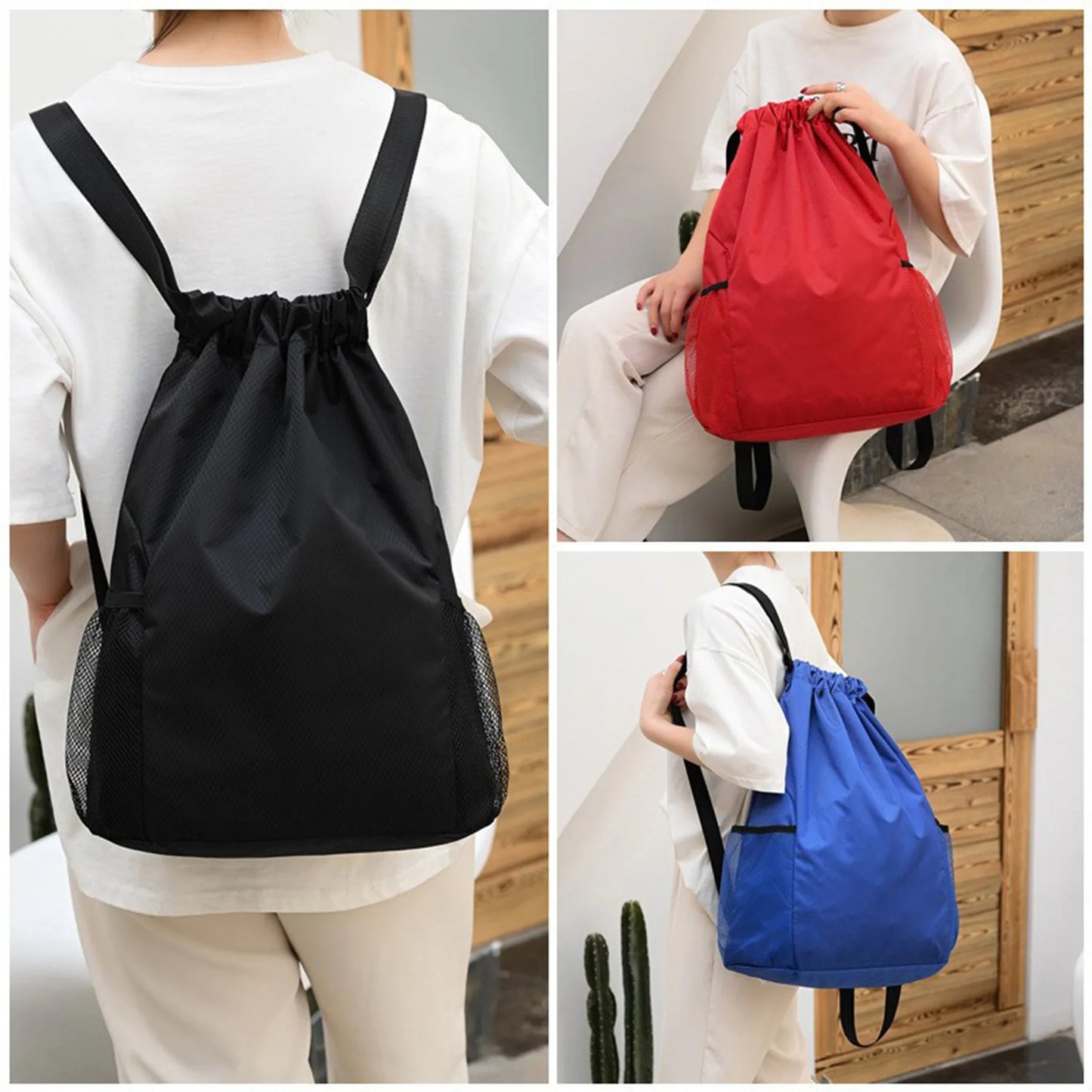 Men/Women Drawstring Pocket Backpack