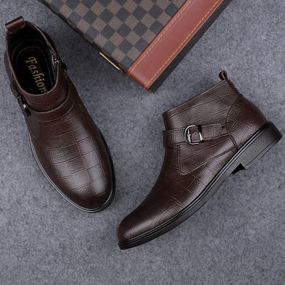 Men's Genuine Leather Casual Shoes,High-quality Thick-soled Boots