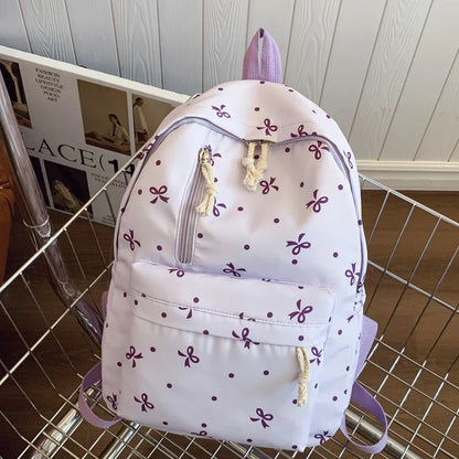 Bow Print  Straps Large Capacity Backpack for Daily Use
