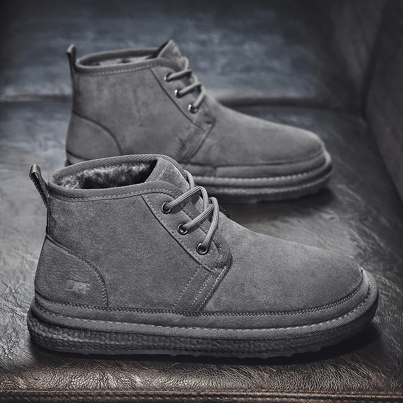 2025 Winter New Style Men's Snow Boots, Outdoor Casual Warm Shoes, Slip-On Men's Winter Minimalist Fashion Shoes