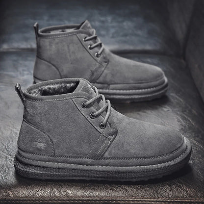 2025 Winter New Style Men's Snow Boots, Outdoor Casual Warm Shoes, Slip-On Men's Winter Minimalist Fashion Shoes