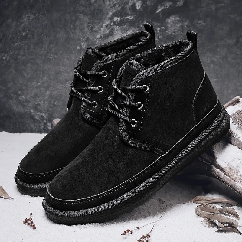 2025 Winter New Style Men's Snow Boots, Outdoor Casual Warm Shoes, Slip-On Men's Winter Minimalist Fashion Shoes
