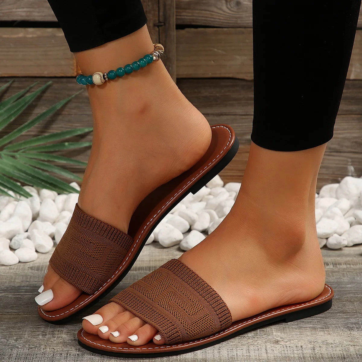 Women's Luxury Fashion Flat Slipper Brown Designer