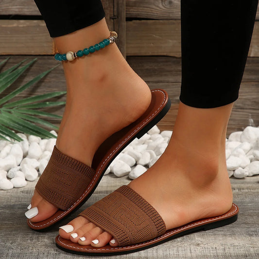 Women's Luxury Fashion Flat Slipper Brown Designer